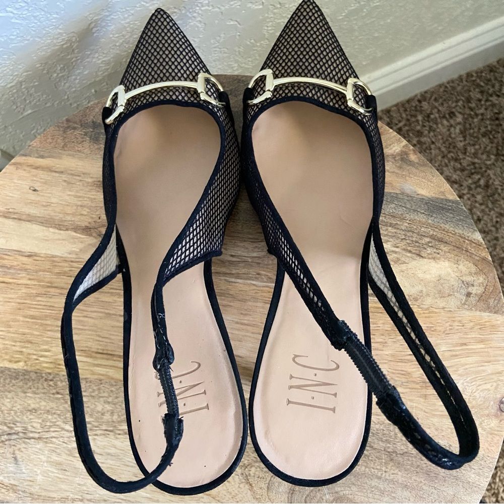 INC Carynn Pointed-toe Slingback Mesh Horsebit Kitten Heels - Picture 6 of 9